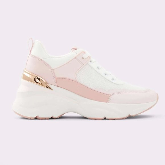 ALDO Azuria Pink, White, and Gold Joggers Sneakers and gel cleaner  - size 7 - Picture 1 of 13